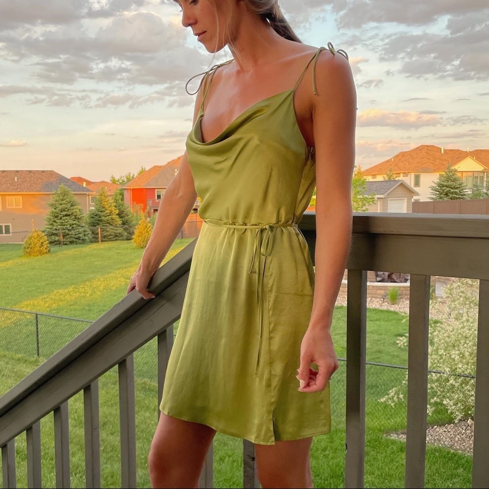 Green Satin Mini Dress